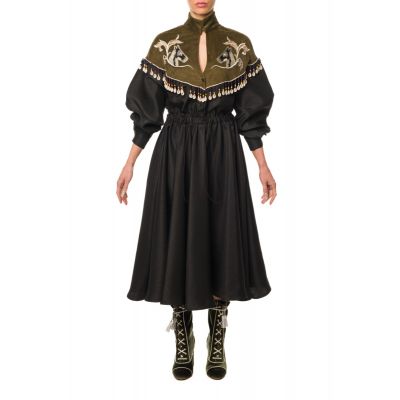 Stella Jean ABITO CON RICAMO E FRANGE