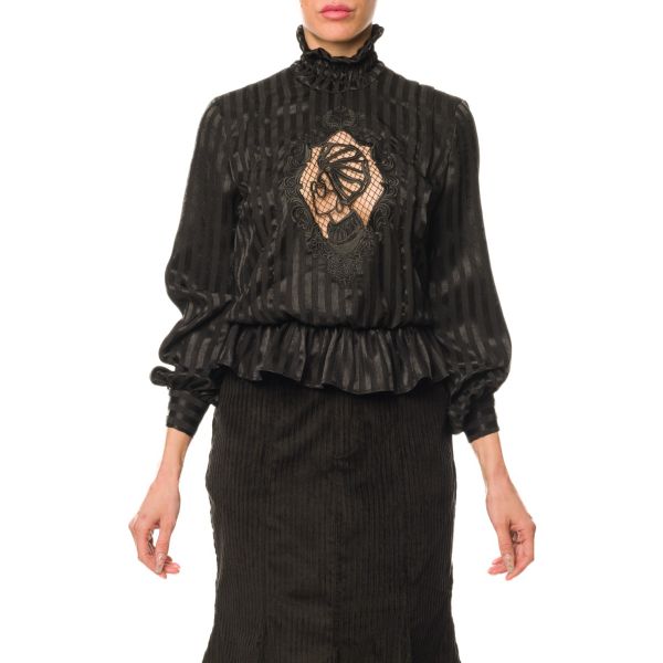 Stella Jean BLUSA A RIGHE CON RICAMO