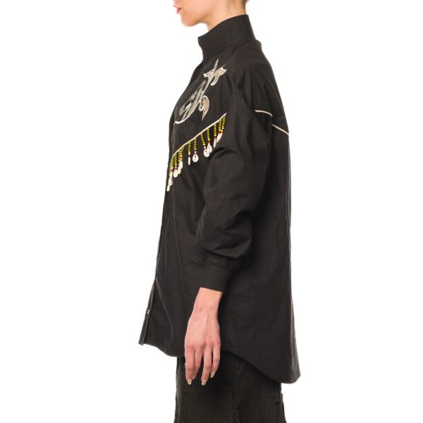 Stella Jean CAMICIA CON RICAMO E FRANGE