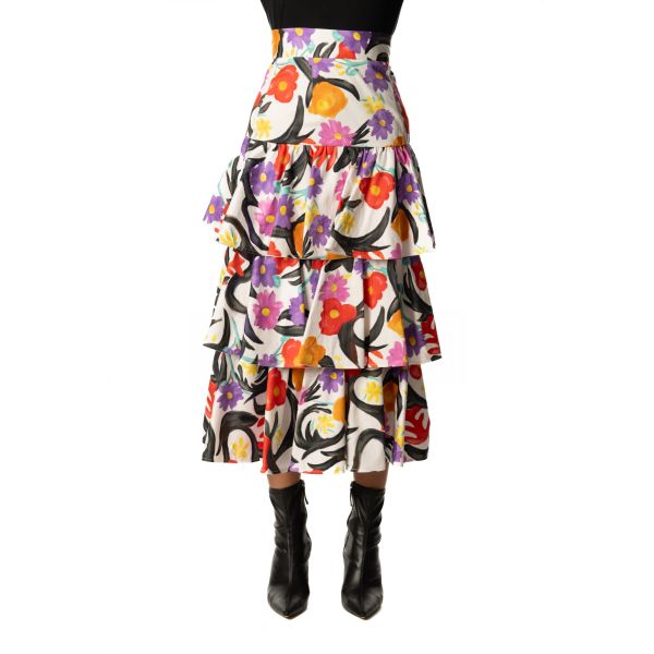 Stella Jean GONNA A BALZE STAMPA FIORI