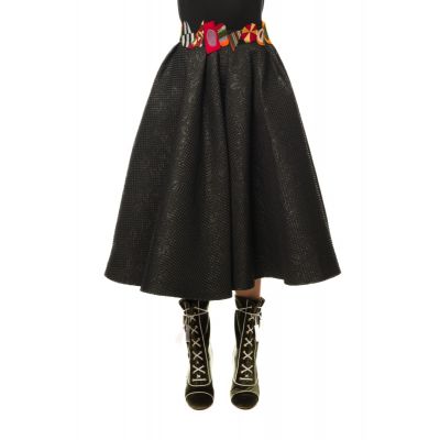 Stella Jean GONNA A RUOTA CON CINTA RICAMATA