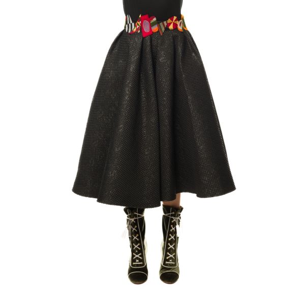 Stella Jean GONNA A RUOTA CON CINTA RICAMATA