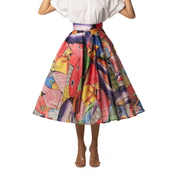 Stella Jean GONNA A RUOTA STAMPATA