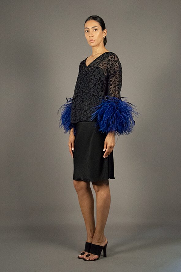 Stephan Janson BRUNEI TOP – blusa con piume