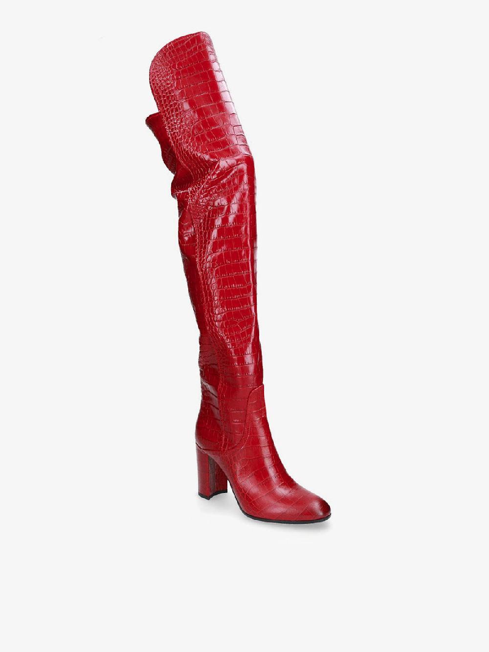 Strategia STIVALE ROSSO IN PELLE STAMPA COCCODRILLO
