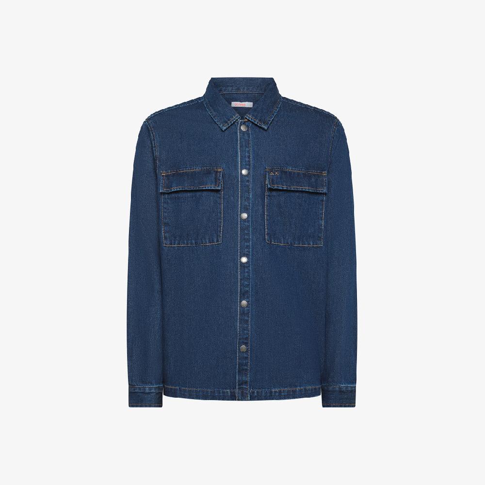 Sun 68 Camicia In Denim Di Cotone - Uomo
