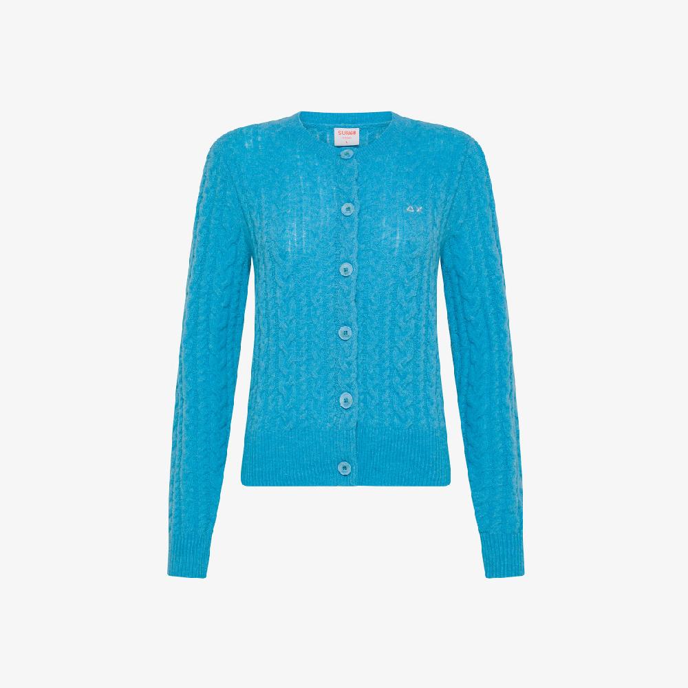 Sun 68 Cardigan In Lana E Alpaca A Trecce - Donna