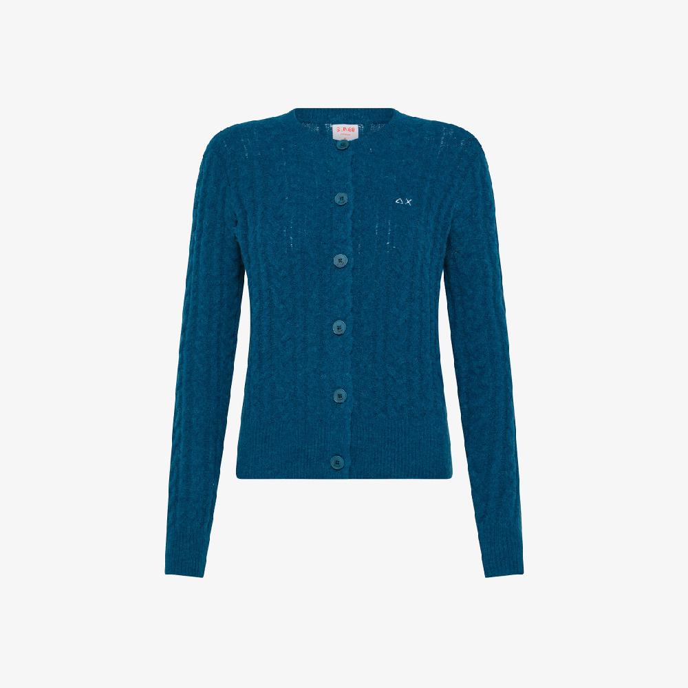 Sun 68 Cardigan In Lana E Alpaca A Trecce - Donna