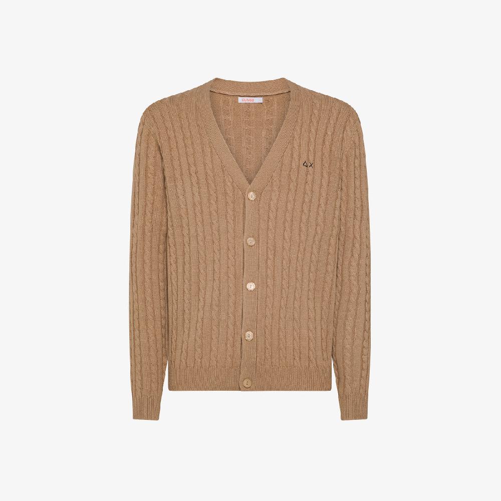 Sun 68 Cardigan In Lana E Cashmere A Trecce - Uomo
