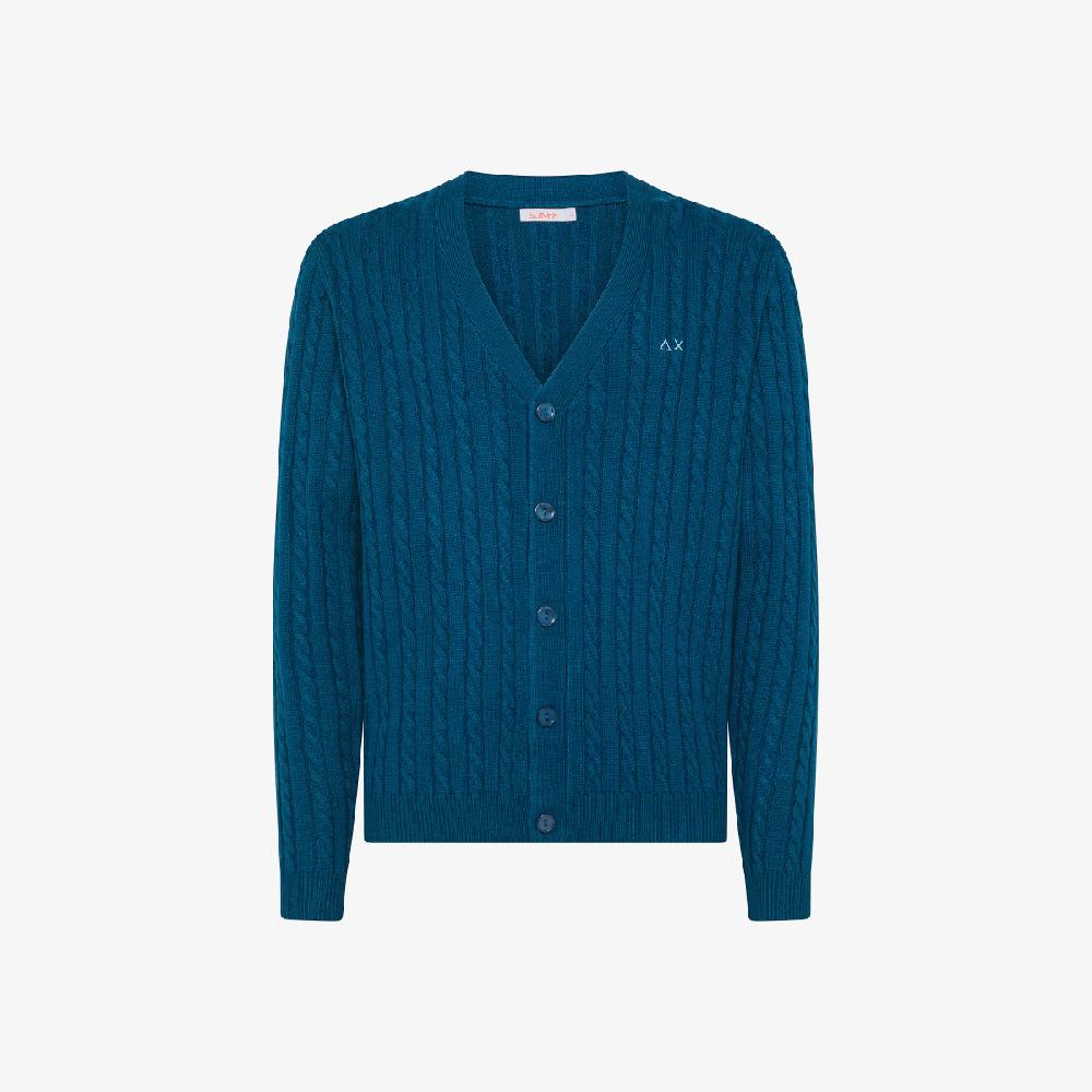 Sun 68 Cardigan In Lana E Cashmere A Trecce - Uomo