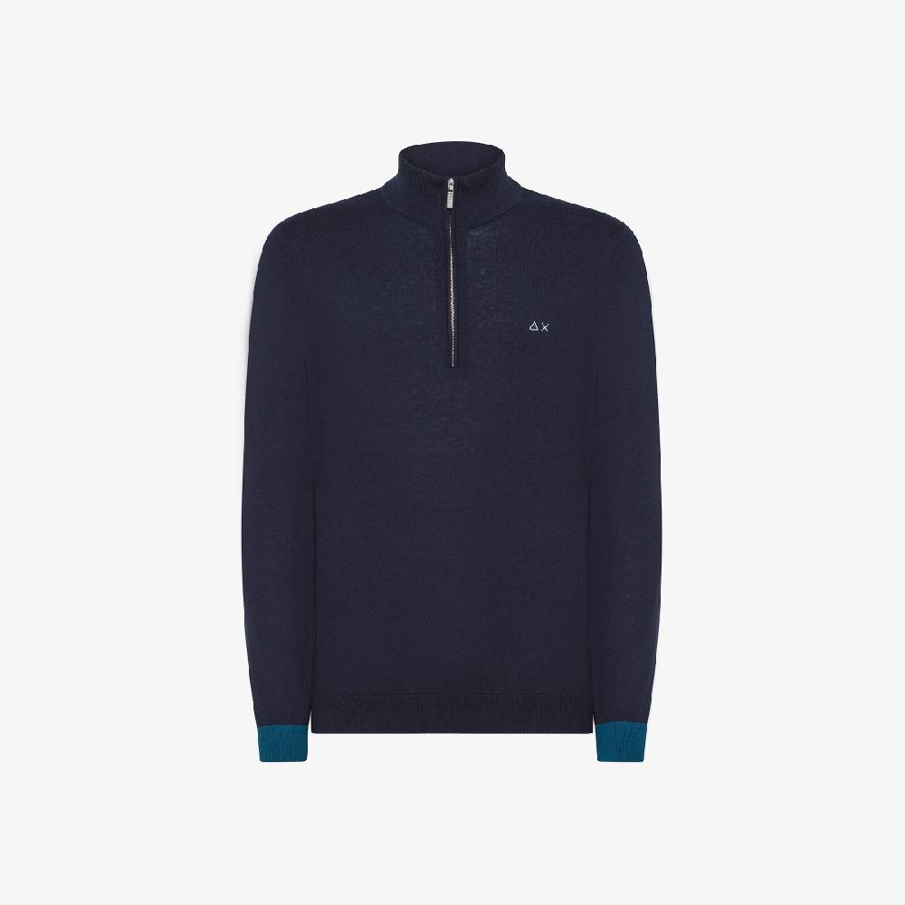 Sun 68 Maglia In Lana E Cotone Con Zip - Uomo