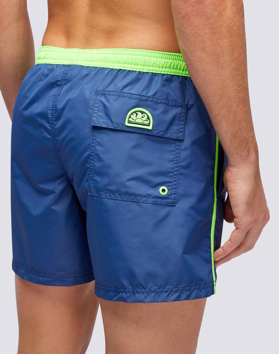 Sundek COSTUME CORTO VITA ELASTICATA ICONIC TAFFETA CON PIPING A CONTRASTO M732bdta100-00701