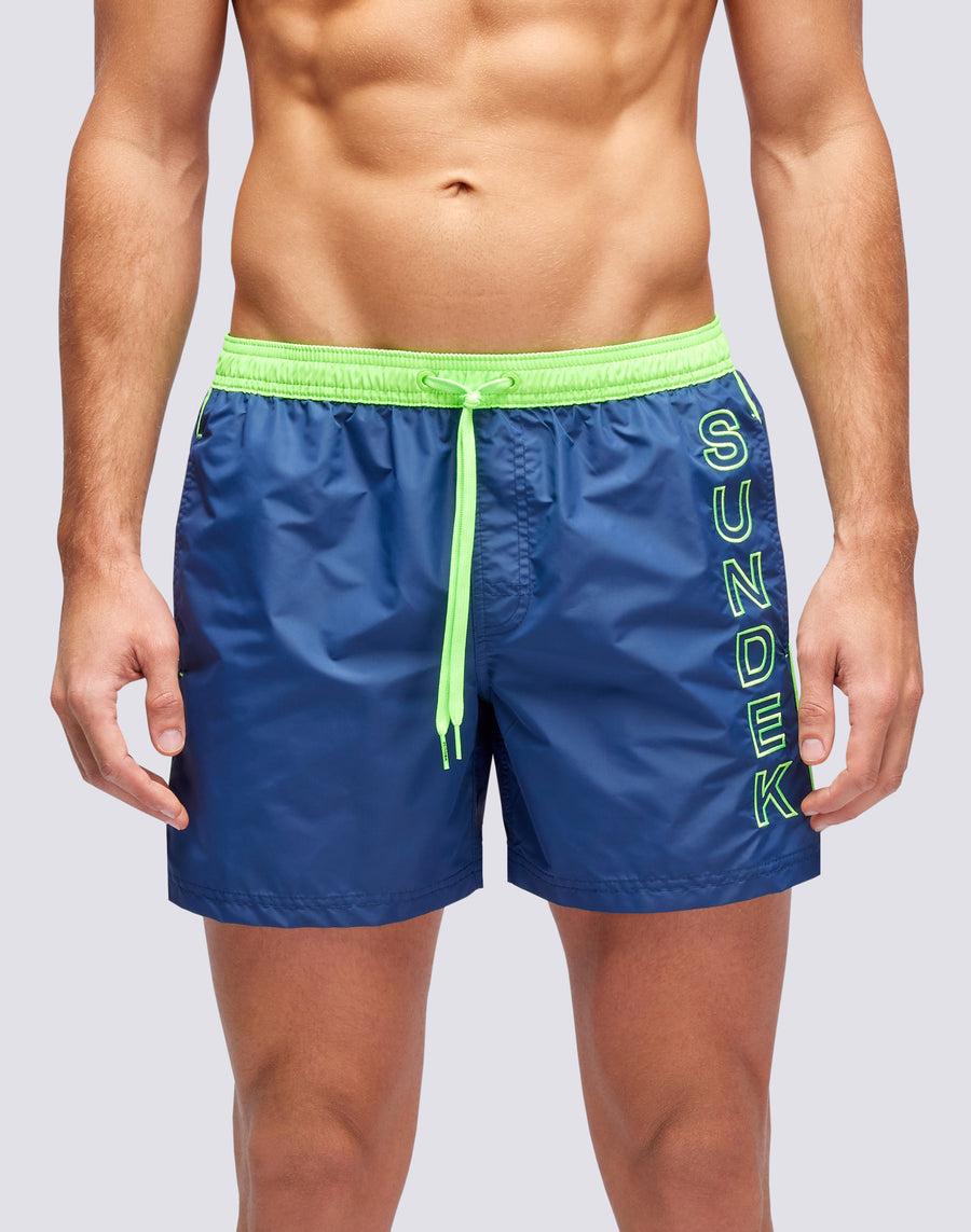 Sundek COSTUME CORTO VITA ELASTICATA ICONIC TAFFETA CON PIPING A CONTRASTO m732bdta100-00701