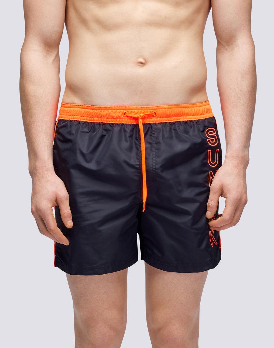 Sundek COSTUME CORTO VITA ELASTICATA ICONIC TAFFETA CON PIPING A CONTRASTO m732bdta100-00401