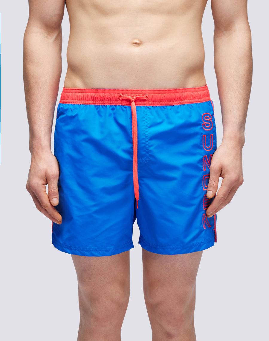 Sundek COSTUME CORTO VITA ELASTICATA ICONIC TAFFETA CON PIPING A CONTRASTO m732bdta100-a2201