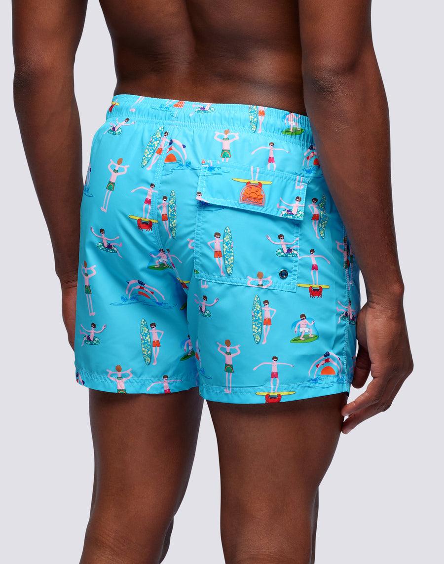 Sundek Costume Da Bagno Corto A Vita Elasticata Microstampa Beach Boy M633bdrt4bg-006bg