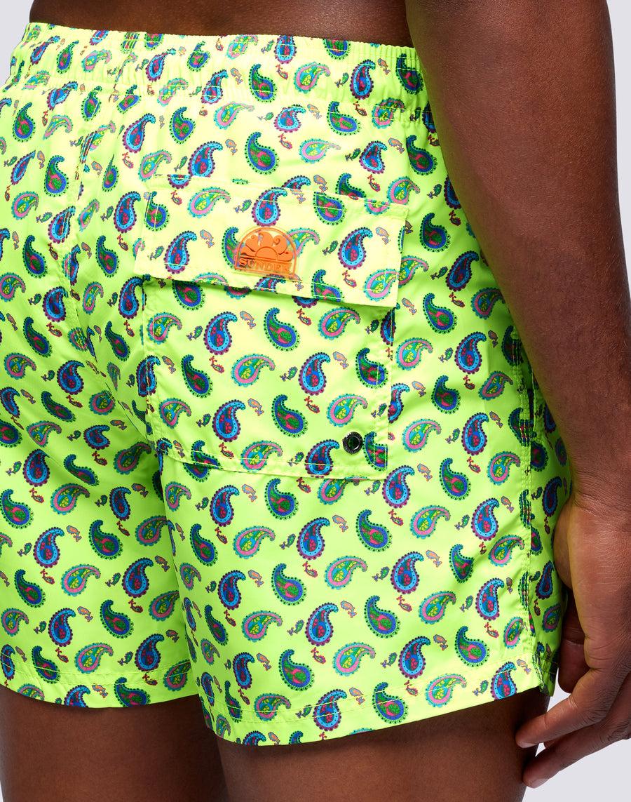 Sundek Costume Da Bagno Corto A Vita Elasticata Microstampa Crazy Paisley M633bdrt46c-5326c