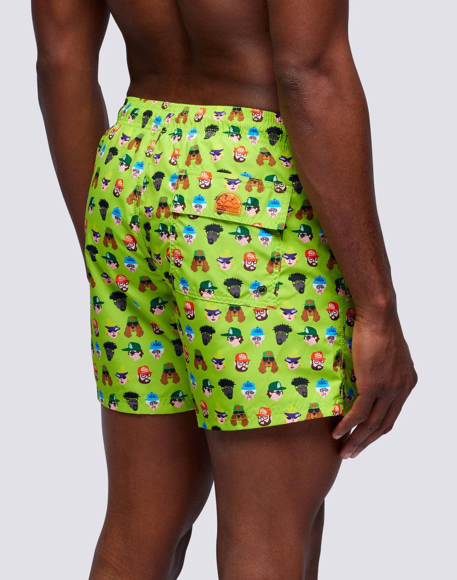 Sundek Costume Da Bagno Corto A Vita Elasticata Microstampa Guess Who M633bdrt4by-066by