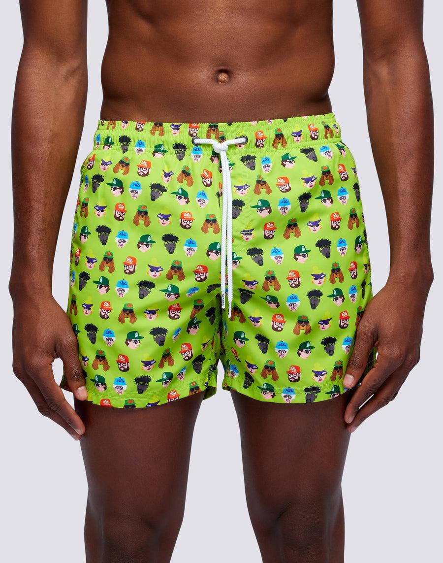 Sundek costume da bagno corto a vita elasticata microstampa guess who m633bdrt4by-066by