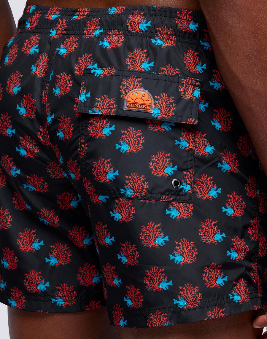 Sundek Costume Da Bagno Corto A Vita Elasticata Microstampa Seabed M633bdrt44b-7734b