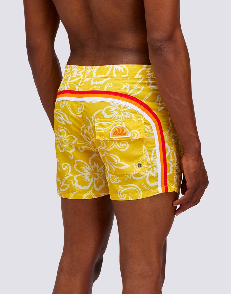 Sundek COSTUME DA BAGNO CORTO VITA ELASTICATA ICONIC TAFFETA CON STAMPA VINTAGE m501bdta1ia-a29ia