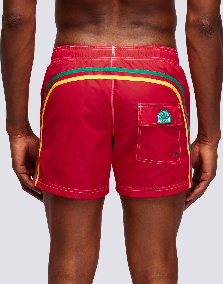 Sundek Costume Da Bagno Corto Vita Elasticata Iconic Taffeta Bandiera Portogallo M504bdta100-55004