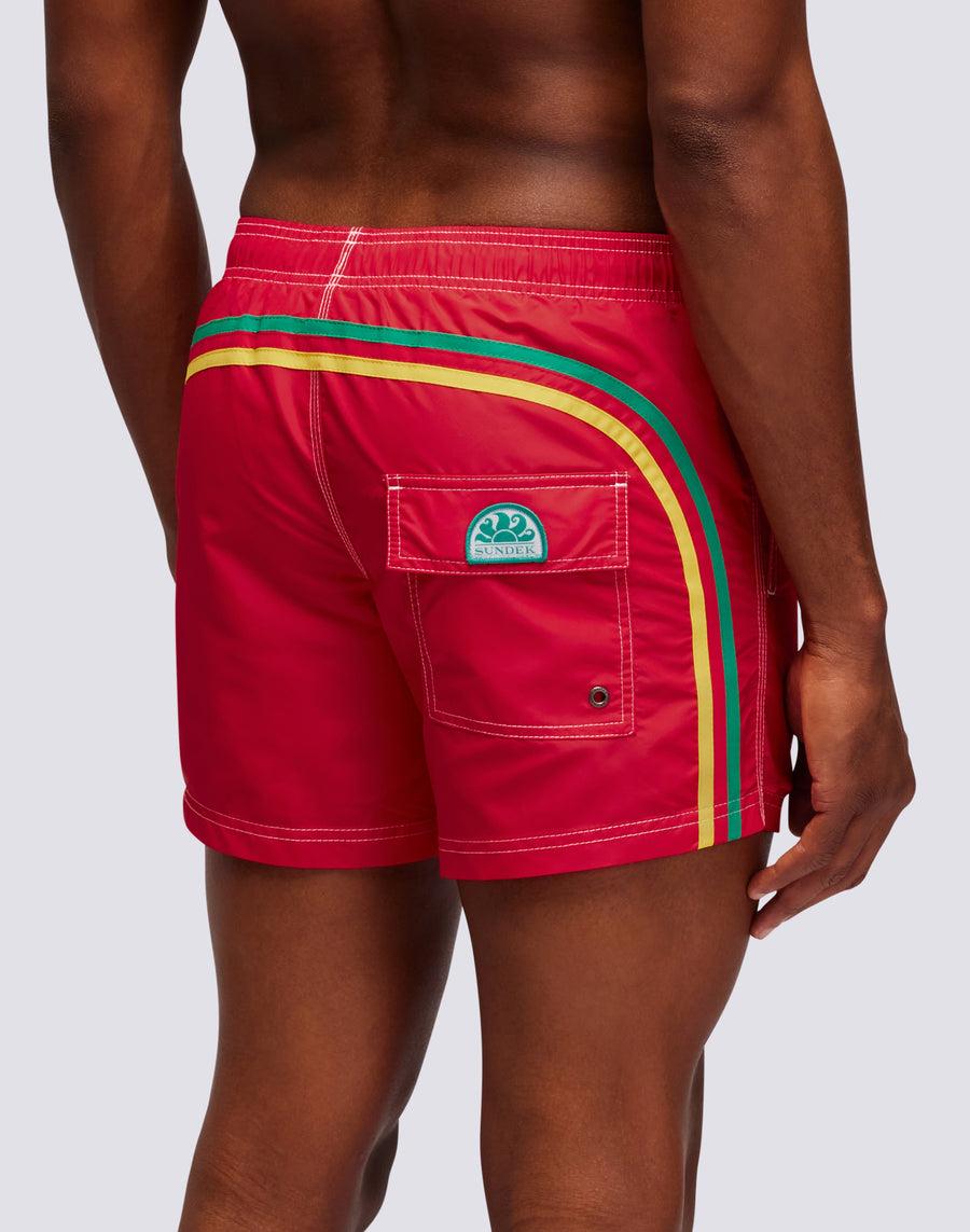 Sundek Costume Da Bagno Corto Vita Elasticata Iconic Taffeta Bandiera Portogallo M504bdta100-55004