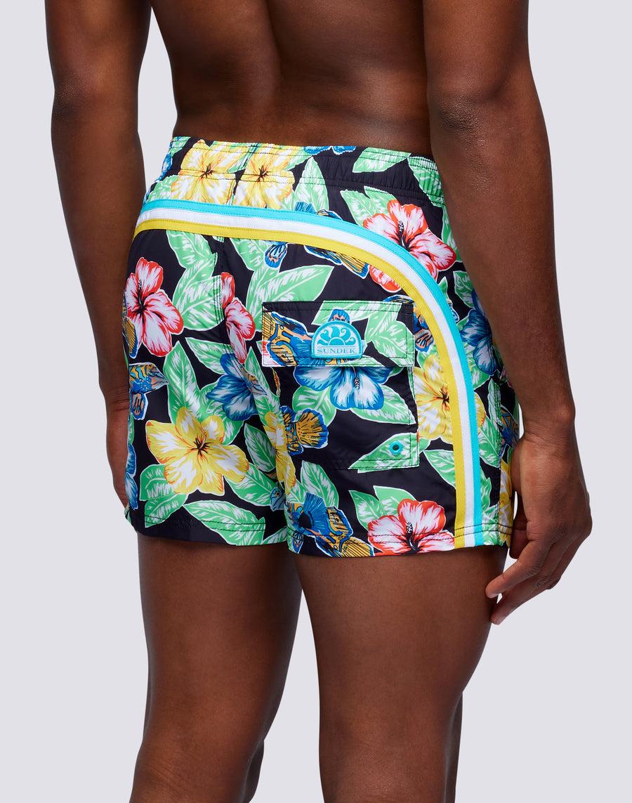 Sundek costume da bagno corto vita elasticata repreve® con stampa animal fish m504bdrt3kt-089kt