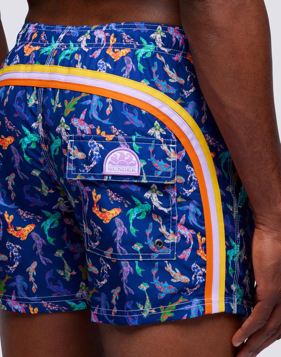 Sundek Costume Da Bagno Corto Vita Elasticata Stampa Koi Pop Repreve® M504bdrt3je-047je