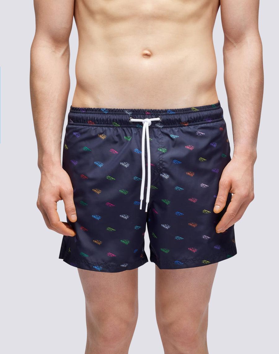 Sundek COSTUME DA BAGNO CORTO VITA ELASTICATA STAMPA MONOGRAM IN POLY RICICLATO m633bdrt43m-0043m