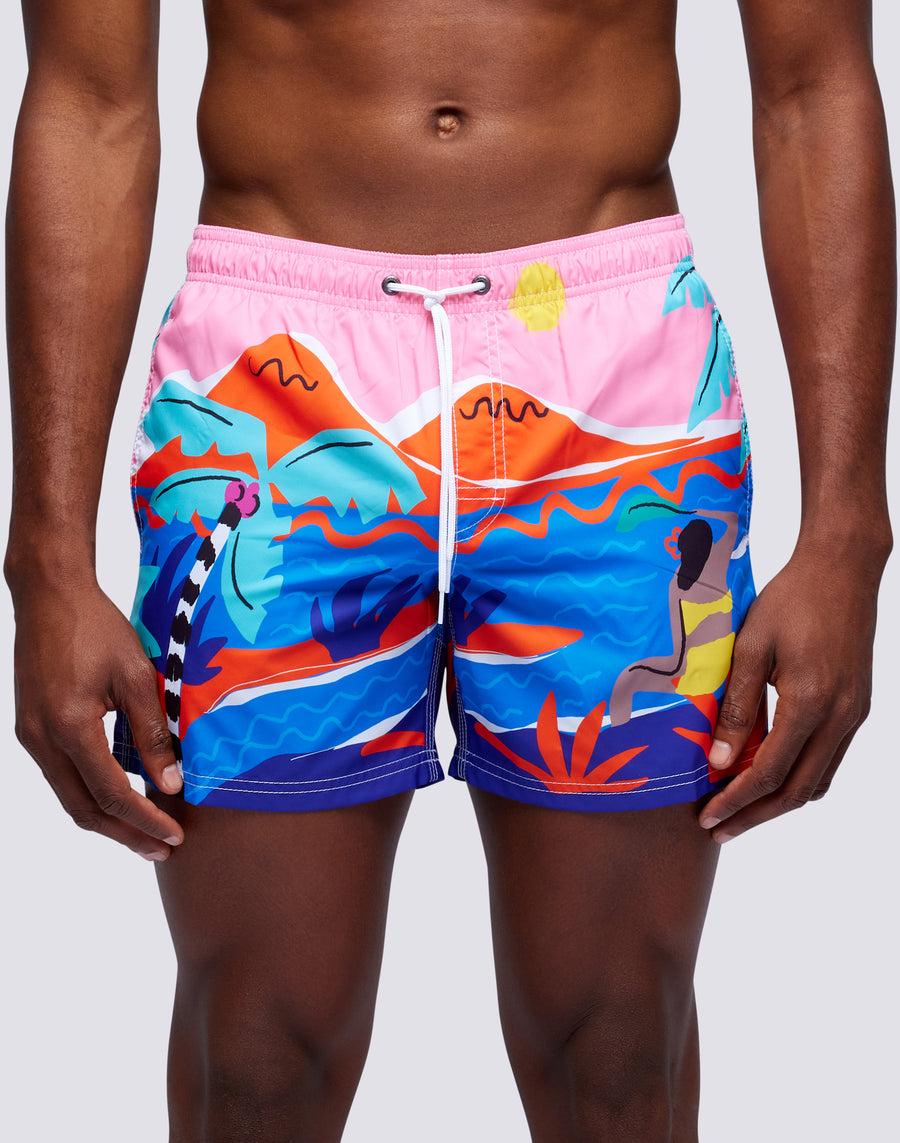 Sundek Costume Da Bagno Corto Vita Elasticata Stampa Polinesia Dream Repreve® M504bdrt31h-a231h