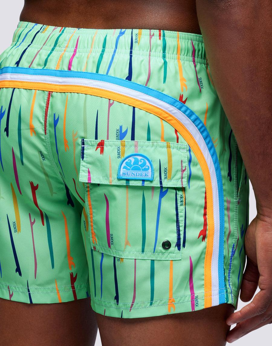 Sundek Costume Da Bagno Corto Vita Elasticata Stampa Pop Surf Repreve® M504bdrt3ru-776ru
