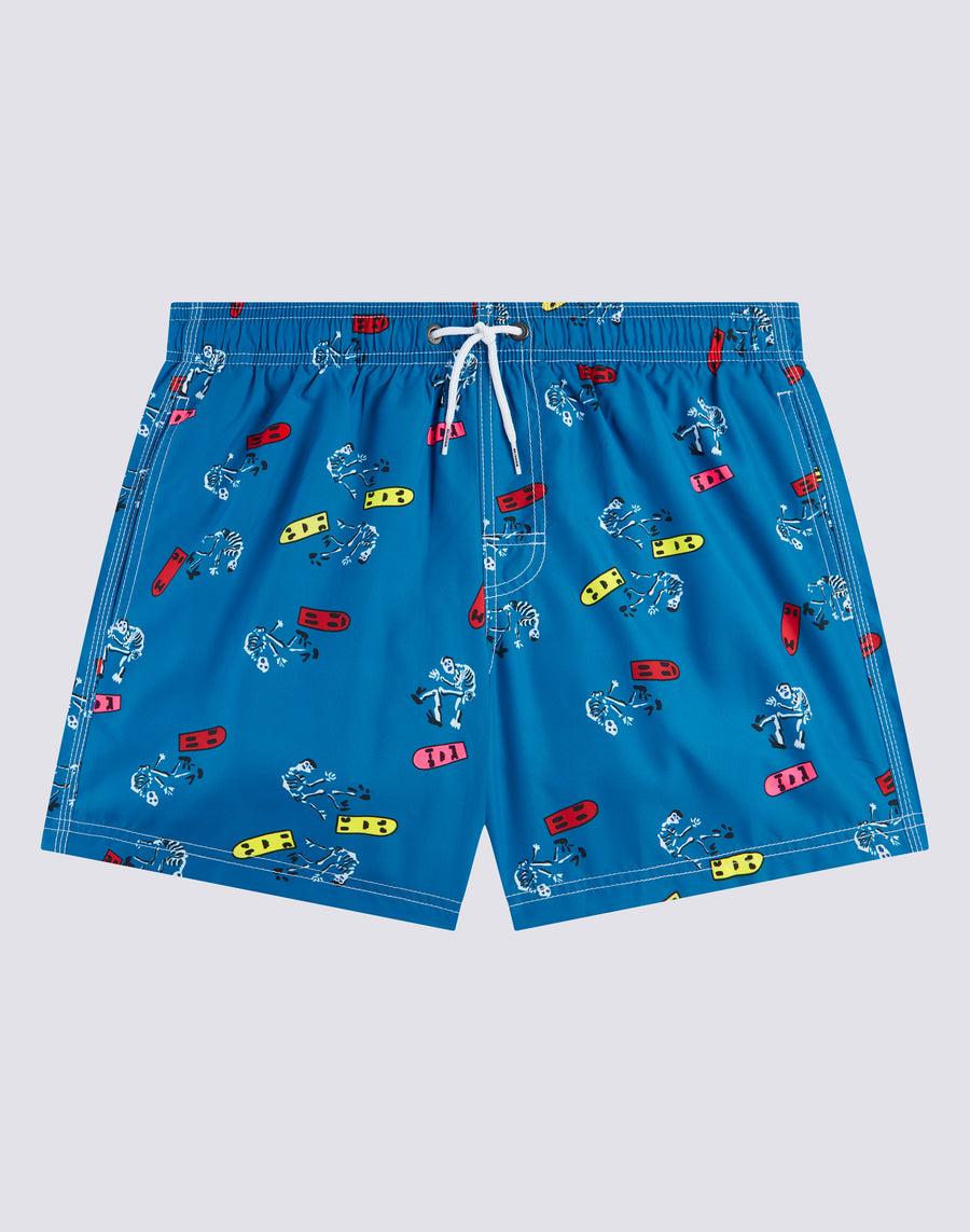 Sundek Costume Da Bagno Corto Vita Elasticata Stampa Skeleton Ollie Repreve® M504bdrt3ko-a17ko