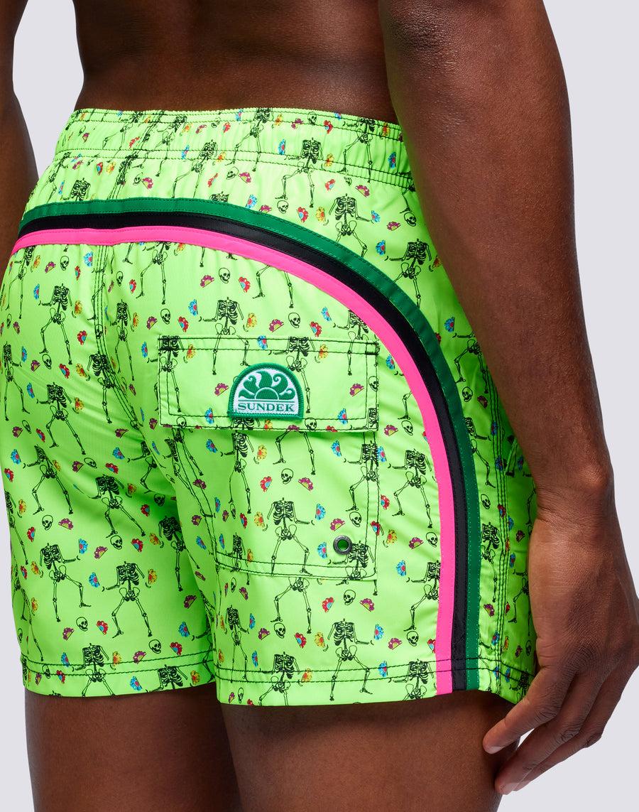 Sundek Costume Da Bagno Corto Vita Elasticata Stampa Skeleton Bay Repreve® M504bdrt3uo-531uo