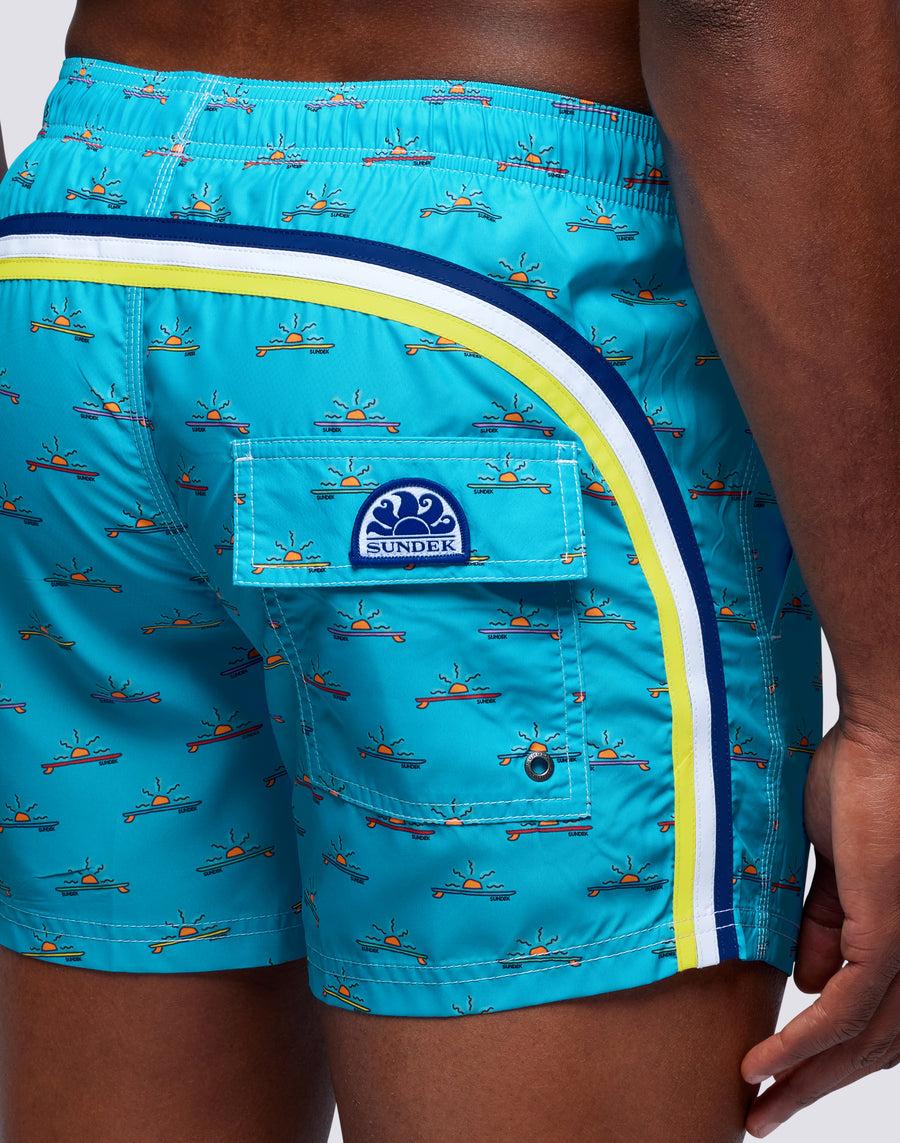 Sundek Costume Da Bagno Corto Vita Elasticata Stampa Sunboard Repreve® M504bdrt34m-a224m
