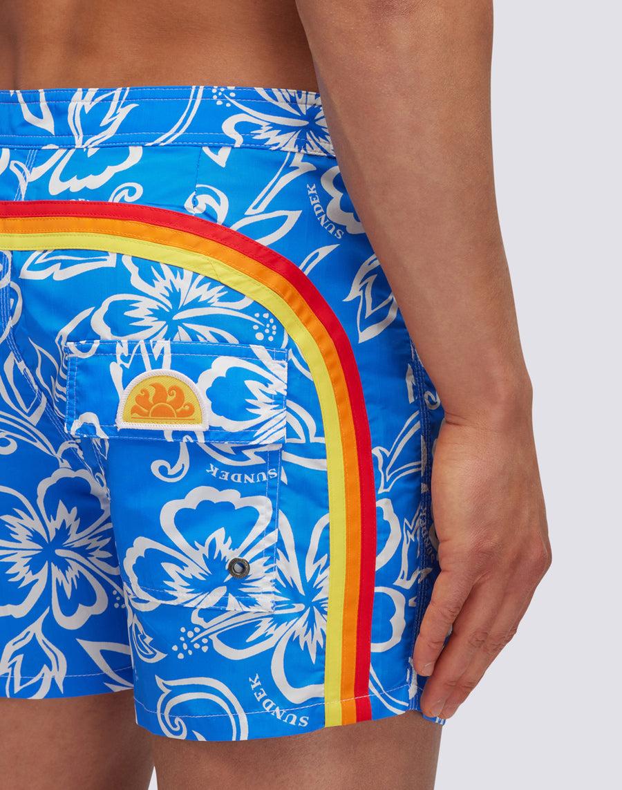 Sundek COSTUME DA BAGNO CORTO VITA FISSA ICONIC TAFFETA CON STAMPA VINTAGE M501bdta1ia-616ia