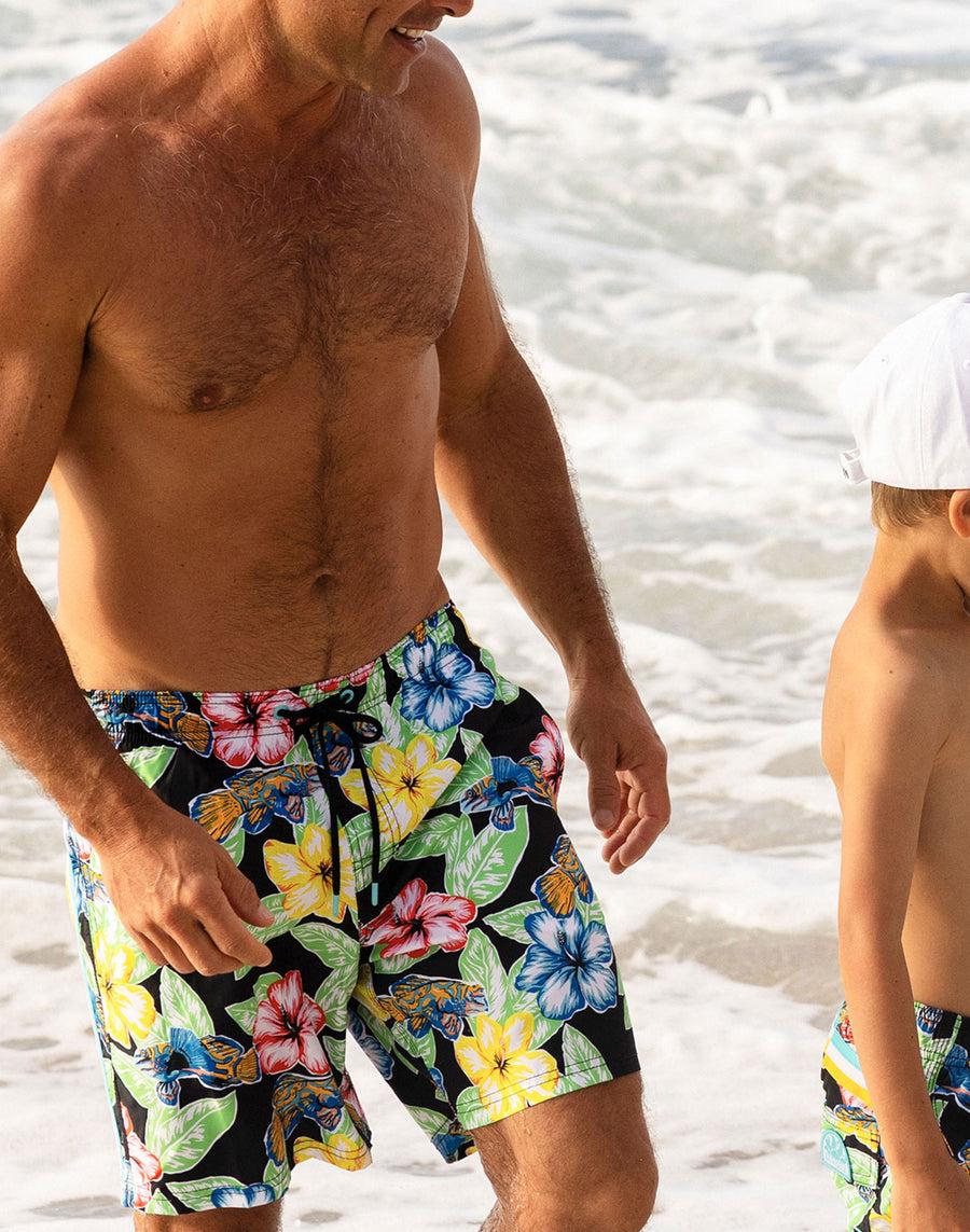 Sundek costume da bagno lunghezza media vita elasticata repreve® con stampa animal fish m505bdrt34m-a224m