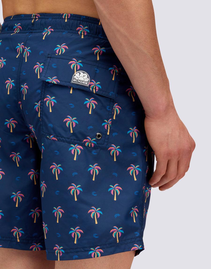 Sundek COSTUME DA BAGNO MEDIO VITA ELASTICATA STAMPA MINI PALM IN POLY RICICLATO M665bdrt48p-0078p