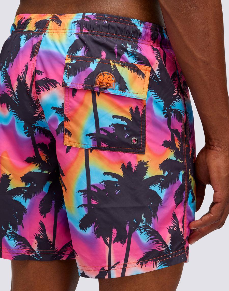 Sundek COSTUME DA BAGNO MEDIO VITA ELASTICATA STAMPA PALM IN POLY RICICLATO M665bdrt49p-3109p