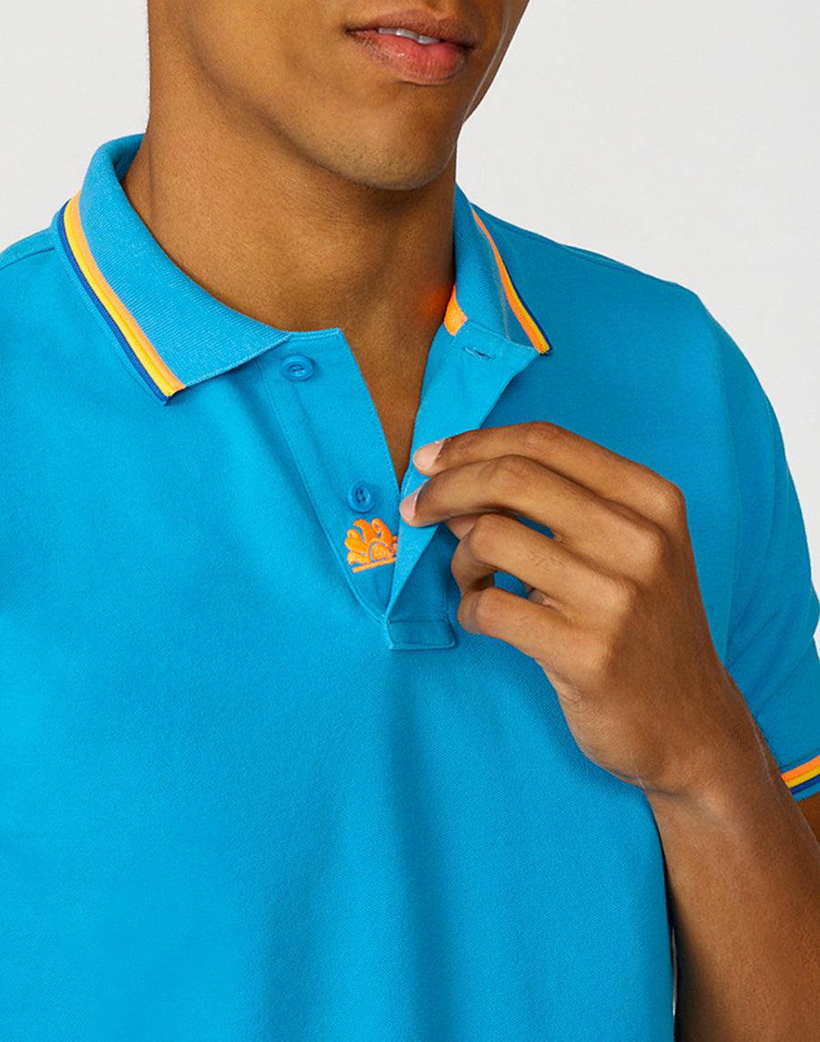 Sundek polo brice in cotone piquet con dettagli tricolor M779PLJ6500-67402