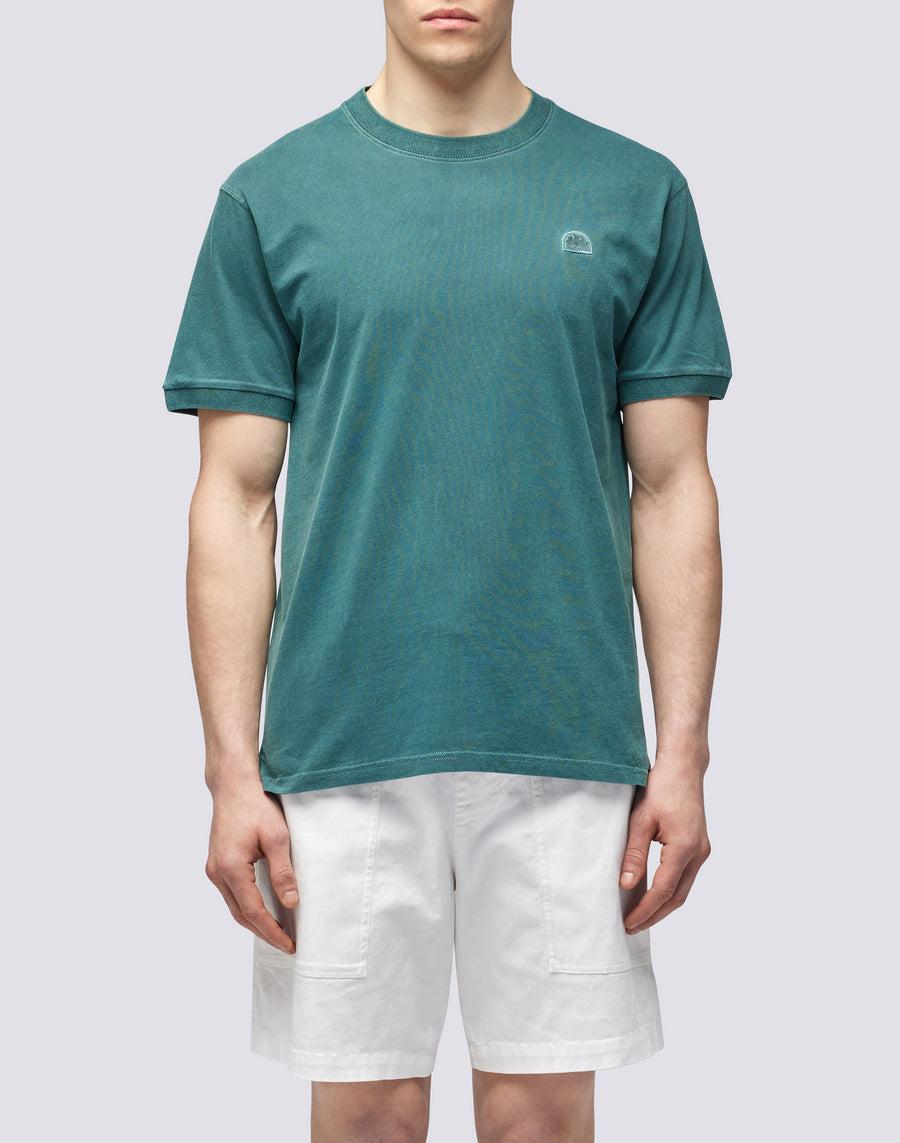 Sundek T-SHIRT NEW DEY GIROCOLLO TINTO CAPO CON LOGO m108tej78tc-86301