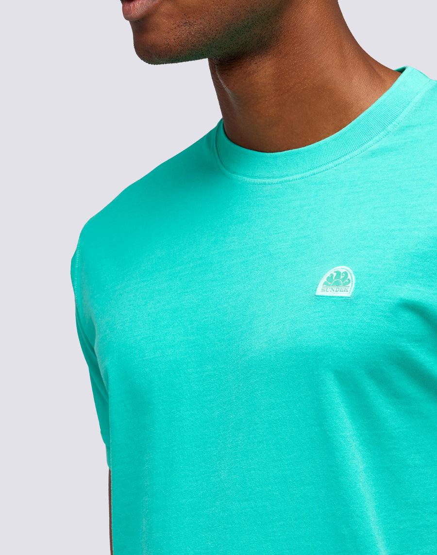 Sundek T-SHIRT NEW DEY GIROCOLLO TINTO CAPO CON LOGO m108tej78tc-a3201