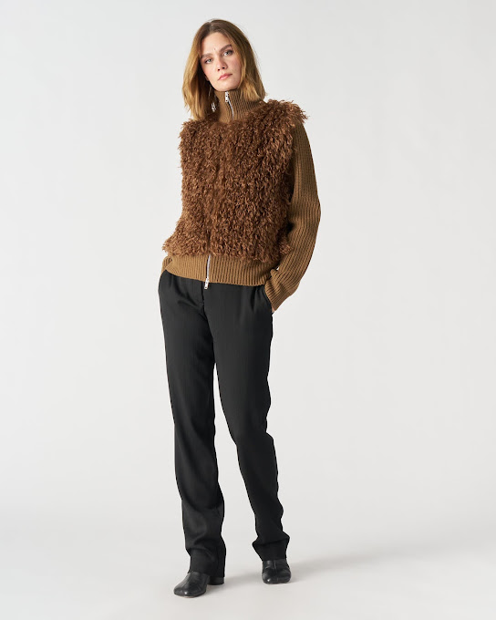 Suoli Bomber Zip Davanti In Pelliccia