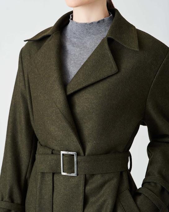 Suoli Cappotto Panno Con Cintura