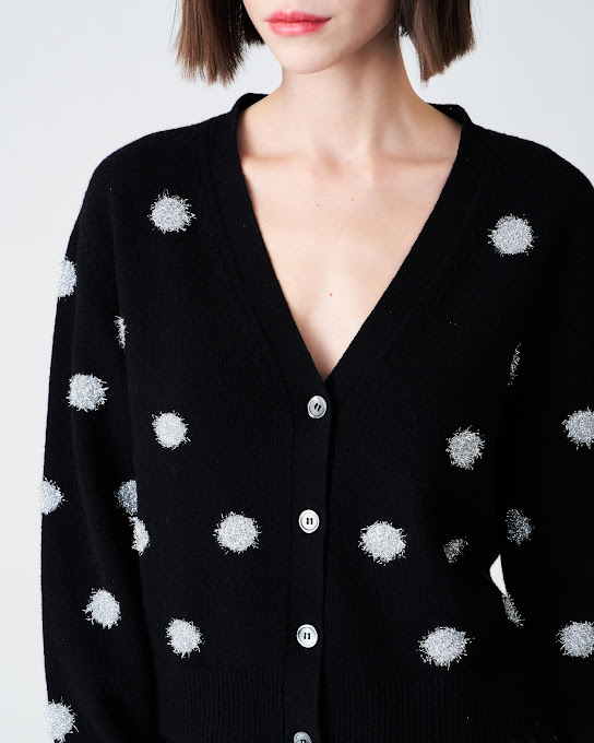 Suoli Giacca In Maglia Intarsio Pois