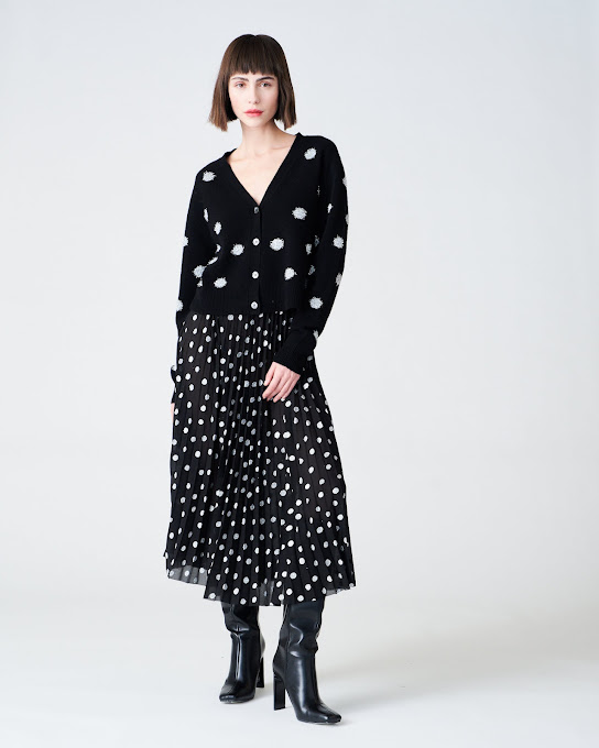 Suoli Giacca In Maglia Intarsio Pois