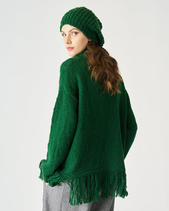 Suoli Maglia Over Collo Alto C/frange