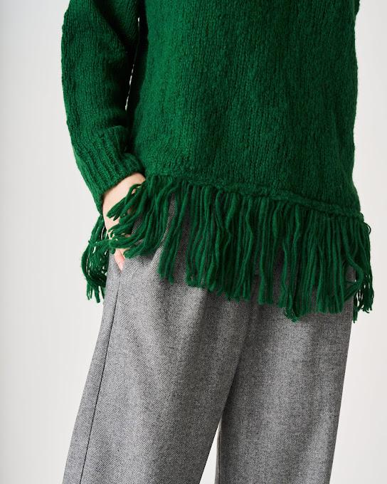 Suoli Maglia Over Collo Alto C/frange