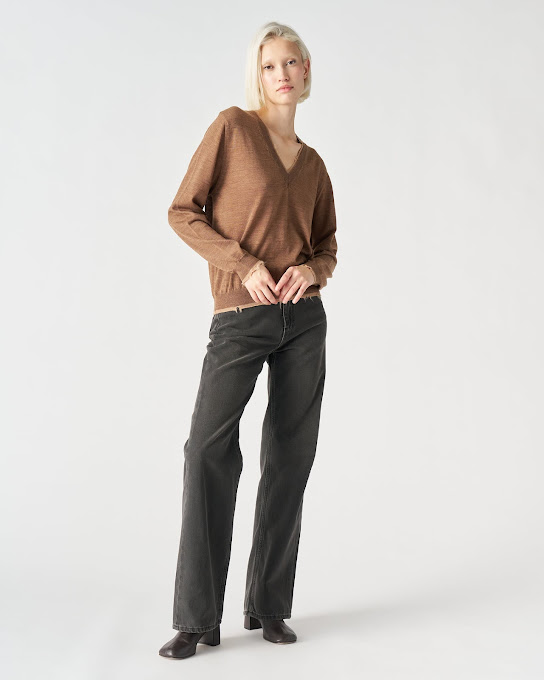 Suoli Maglia Scollo V 2 Colli Bicolore