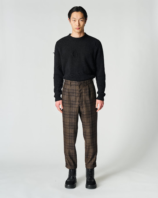 Suoli Pantalone Check Con Risvolto